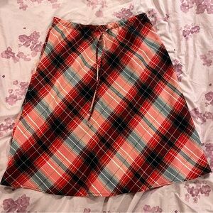 vintage plaid a-line midi skirt